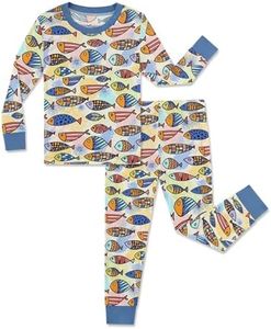 NewSeed So Soft Kids 2-Piece Bamboo Outfit Set – Long Sleeve Top & Leggings, Cozy Thermal Underwear for Boys & Girls (Colorful fish, 2-3Y)