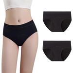 ZVZK Period Pants Heavy Flow Girls 30ML Absorb Cotton Knickers Briefs Underwear Mid Waist Hipster Menstrual Panties for teenage 8-18 Years (M,2BLACK)