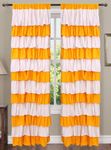 Dekor World 2 Pieces Cotton Yellow and White Stylish Ultimate Ruffle Rod Curtain Set (Door Curtain-110x215cm or 4x7Feet or 42x84 Inches) for Bedroom and Living Room