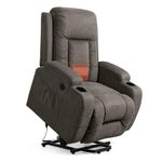 FLEXISPOT Relaxing Recliner Chair for Elderly, Lift Chair for Living Room with USB Port, Massage, Heat, Extended Footrest, Oversized Recliner Armchair Lounge Sofa, Brown