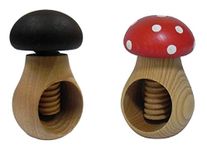 Wooden World 2 Nutcracker set Dark Brown and Toadstool Nutcrackers made from natural beech wood - VERY SOLID Mushroom