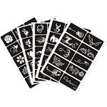 Xmasir 70 Sheet Small Glitter Temporary Tattoo Stencil Set for Men/Women Kids Body Painting Airbrush Drawing Templates