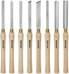 HURRICANE 8pc Wood Lathe Chisel Set Wood Turning Tools Wood Lathe Tools HSS Turning Tools for Woodworking with Wooden Box - Perfect Tools for Precision Cutting and Smooth, Detailed Projects
