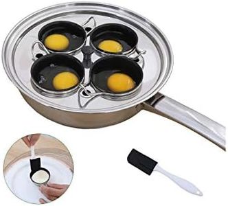 Egg Poacher Pan - Stainless Steel Poached Egg Cooker – Perfect Poached Egg Maker – Induction Cooktop Egg Poachers Cookware Set with 4 Nonstick Large PFOA FREE Egg Poacher Cups and Silicone Spatula