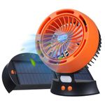 Solar Camping Fan with LED Lights Desktop Fan with Detachable Solar Panel Brushless Motor Silent Fan 4 Speeds 3 Brightness Levels Battery Operated or Type-C Plug and Play for Outdoor Camping Fishing