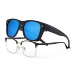 YAMEIZE Vintage Polarized Rectangle Wear Over -Sunglasses for Men Women Classic Anti Glare UV400 Protection Square Wear Over Eyewear Driving Outdoor