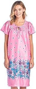 Casual Nights Women's Nightgown Short Sleeve MuuMuu Housecoat Lounger Patio Dress - Pink - Medium
