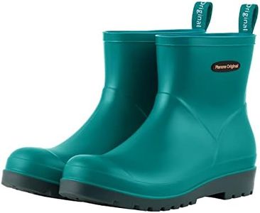 Planone Short rain Boots for Women Waterproof Garden Shoes Anti-Slipping Rainboots for Ladies Comfortable Insoles Stylish Light Ankle rain Shoes matte Outdoor Work Shoes, Copper Green, 9