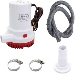 YQMIGU Bilge Pumps For Boats 12V,2000GPH Flow Rate, With 1-1/8 Inch Bilge Pump Hose 6FT, 2PCS Stainless Steel Hose Clamps And Thru Hull Fitting, Suitable For Yachts, Fishing Boats