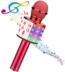 BlueFire 4 in 1 Handheld Karaoke Microphone, Portable Karaoke System with Speaker, Karaoke Machine Home KTV Player with Record Function for Android & iOS Devices (Red)