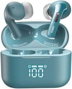 TOZO T20 Wireless Earbuds Bluetooth Headphones 48.5 Hrs Playtime with LED Digital Display, IPX8 Waterproof, Dual Mic Call Noise Cancelling 10mm Broad Range Speakers with Wireless Charging Case Green