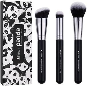 DUcare Makeup Kabuki Brushes 3Pcs Foundation Brush& Concealer Brush& Blusher Brush Face Blush Bronzer Travel Buffing Stippling Contour Liquid Blending Makeup brush set Black