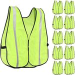 KAYGO Reflective High Visibility Safety Vest, KG0008-10 Silver Stripe, for Men and Women, Pack of 10 (Yellow)