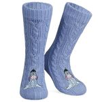 Disney Fluffy Socks for Women and Teenagers Soft Warm Slipper Socks Non Slip One Size Lounge Wear Gifts for Women(Purple Eeyore)