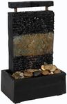 Sunnydaze Rainfall Ridged Tabletop Water Fountain with Light and Electric Pump - Slate Indoor Fountain - 16.25” H