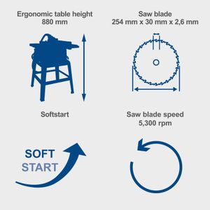 Scheppach 254mm Table Saw – HS254 Compact Woodworking Tool