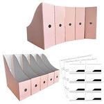 ANSSDO 12 Pack Cardboard Magazine Holder Premium Magazine File Holder Pink Magazine Organizer, Magazine Storage Box, Large Volume Magazine File Organizer as Book Bins or Folder Holder for Desk (Pink)