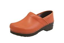 Sanita Professional Izabella Closed Clog | Original Handmade Flexible Leather Clog for Women | Maximum Stability | Anatomical Shaped Footbed with Soft Foam | Shock Absorbing Heel | Orange | 7.5 UK