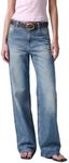 Women's Mid Rise Jeans Straight Leg Denim Pants Medium Blue LENGTH：32'' 29