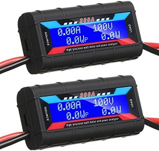 Yunsailing 2 Pcs 200A High Precision Watt Meter Power Analyzer Battery Consumption Performance Monitor Amp Meter Monitor with Backlight Digital LCD Screen for RC Solar Voltage Current Power (100V)