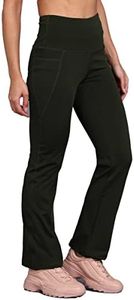 Rock Paper Scissors Premium Flare Gym Pants High Rise Stretchable Flared Leggings with Pockets Gym Wear/Active Wear Tights Yoga Pants Zumba/Dance Womens Workout Tights Army Green, 4XL