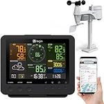 Logia 5-in-1 Wi-Fi Weather Station | Indoor/Outdoor Remote Monitoring System Reads Temperature, Humidity, Wind Speed/Direction, Rain & More | Wireless LED Console w/Forecast Data, Alerts (Black)