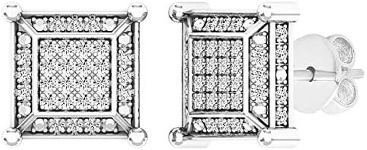 Dazzlingrock Collection 0.25 Carat (ctw) Round White Diamond 9mm Micro Pave Hip Hop Iced Out Kite Shape Studs in 925 Sterling Silver, Push Back, Unisex Design Ladies, Mens Real Diamond Earrings