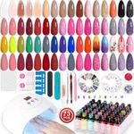 Lavender Violets Gel Nail Polish Kit with U V Light, 45 Colors Gel Polish Nail Set with Base and Matte & Glossy Top Coat Soak Off All Season Gel Nail Kit Manicure Tools Gifts for Women LA00