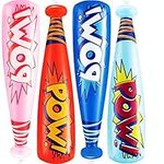 Pow Inflatable Baseball Bats - (Pack of 12) Oversized 20 Inch Inflatable Toy Bat, Party Bag Fillers for Kids, Superhero Birthday Party Prizes by Bedwina