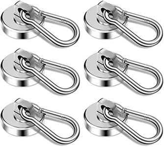 GothicBride Pack of 6 Magnetic Hooks 30 kg Pulling Force Magnet Hooks Heavy Duty, Strong Magnetic Hooks with Rotating Carabiner for Kitchen, Bathroom, Lockers (6)