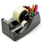 Officemate Recycled 2-in-1 Heavy Duty Tape Dispenser, 1" and 3" Cores, Black (96690)