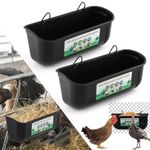 Meltset Goat Feeder,Hanging Chicken Duck Feed Trough w Clip&Tie,Fence Feeder for Deer Poultry Dog, Wall Mounted Feeding Container Waterer Bucket for Piglet Goose Hog Sheeple Livestock(4.5Qt,2Pack