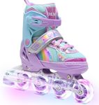 OLYSPM Inline Skates,Roller Skates Kids for Girls and Boys,4 Sizes Adjustable Skates to Keep your Kids Company for Indoor and Outdoor