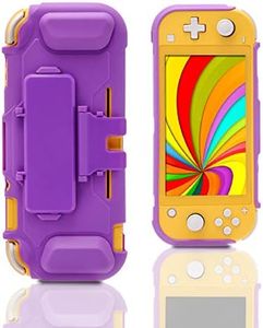 ECHZOVE Purple Switch lite Case, Protective Case for Nintendo Switch lite with Game Storage and Kickstand - Purple