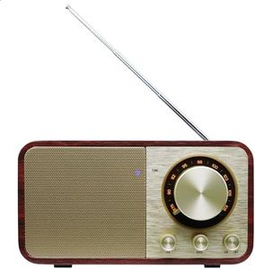 Portable Bluetooth Speaker with FM Radio Vintage Radio with SD/USB Memory Music Player Function, Wireless Streaming from Smartphone, 10 Hours Playback (Walnut)