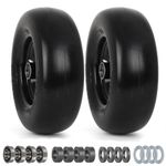 GICOOL 11x4.00-5” Flat Free Lawn Mower Tire and Wheel with 3/4" or 5/8" Bearing, 3.4"-4"-4.5"-5" Centered Hub, Smooth Tread Tire for Zero Turn Mowers, 2 Pcs