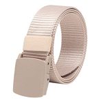 ZORO Men's Nylon Fabric Belt for Men, Plastic Flap Buckle, fits on upto 40 inches waist size (Beige, 1)