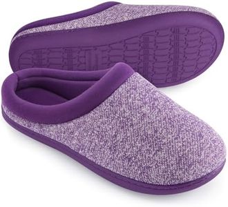 HomeTop Women's Knit Memory Foam Slippers Warm Soft House Shoes with Anti-slip Sole (5-6, Purple)