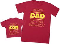 Best Dad & Son in The Galaxy - Dad T-Shirt & Baby T-Shirt - Matching Set - Mens - Medium, Red