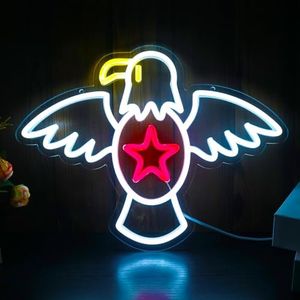 Eagle Neon Sign Giant Eagle Neon Light Dimmable Wall Eagle Decor for Man Cave Bedroom Living Room Eagle Glow Decoration Gifts Party Decorations USB powered Red Yellow White(15" x 11.2")