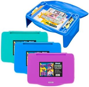 BAZIC Products Folding Lap Desk with Storage, Foldable Desk Collapsible Lap Table Laptop Tray, Portable Plastic Lapdesk for Drawing Writing Studying Eating, Assorted Colors, 3-Pack