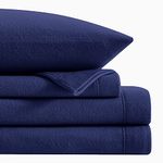 Softan Plush Micro Fleece Twin Bed Sheet Set, 3 Piece Polar Fleece Velvet Sheets with 15" Deep Pocket Fitted Sheet, Flat Sheet and Pillowcase, Warm and Soft, Navy