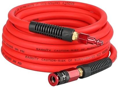 EADUTY Hybrid Air Hose 1/4 In. x 25 ft, Lightweight, Flexible, Durable Air Compressor Hose with Aluminum Universal Quick Coupler and Industrial Plug, Red