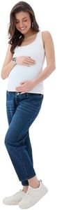 Maternity Denim Jeans for Women | Over The Bump Stretchable Belly Panel | Comfortable Pregnancy Wear | Regular Fit Casual Jeans (in, Alpha, XL, Regular, Denim Blue)