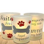 BANBERRY DESIGNS Pet Memorial LED Candle Set - 3 Votive Candle Holders with Pet Memorial Saying - No Longer by My Side Forever in My Heart- 3 LED Candles Included