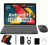 Android Tablet, 10.1 Inch Android 14 Tablet with 1280x800 IPS HD Touch Screen, Dual Camera, 64GB Storage 1TB Expansion, 8 in 1 Tablets Kit with Keyboard, Protective Case, Mouse, Stylus, BT 5.0, WiFi 6