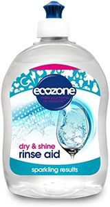 Ecozone Rinse Aid, Natural Rinsing Aid for Dishwashers, Dry & Shine Gentle Formula for Sparkling & Streak-Free Results, Leaves Glass & Crockery Hygienically Clean, Vegan Friendly Solution (500ml)