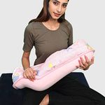 HOOPA Cotton 2-In-1 Quilt Covered Pillow (Pink) | Feeding Pillow | Nursing Pad | Breastfeeding Cushion