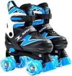 SUPER YOUNGSTER Adjustable Roller Skates Boys Kids 4-12 Roller Skates with Light up Wheels, Fun Rollerskate for Youth Toddlers