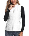 Argstar Women's Quilted Puffer Vest, Stand Collar Lightweight Zip Padded Outerwear Gilet White XL